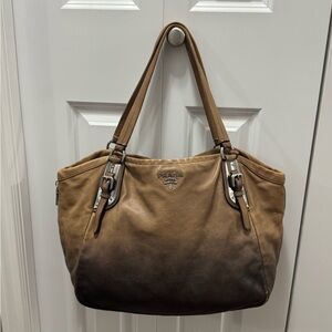 Prada Tan and Brown Leather Tote
